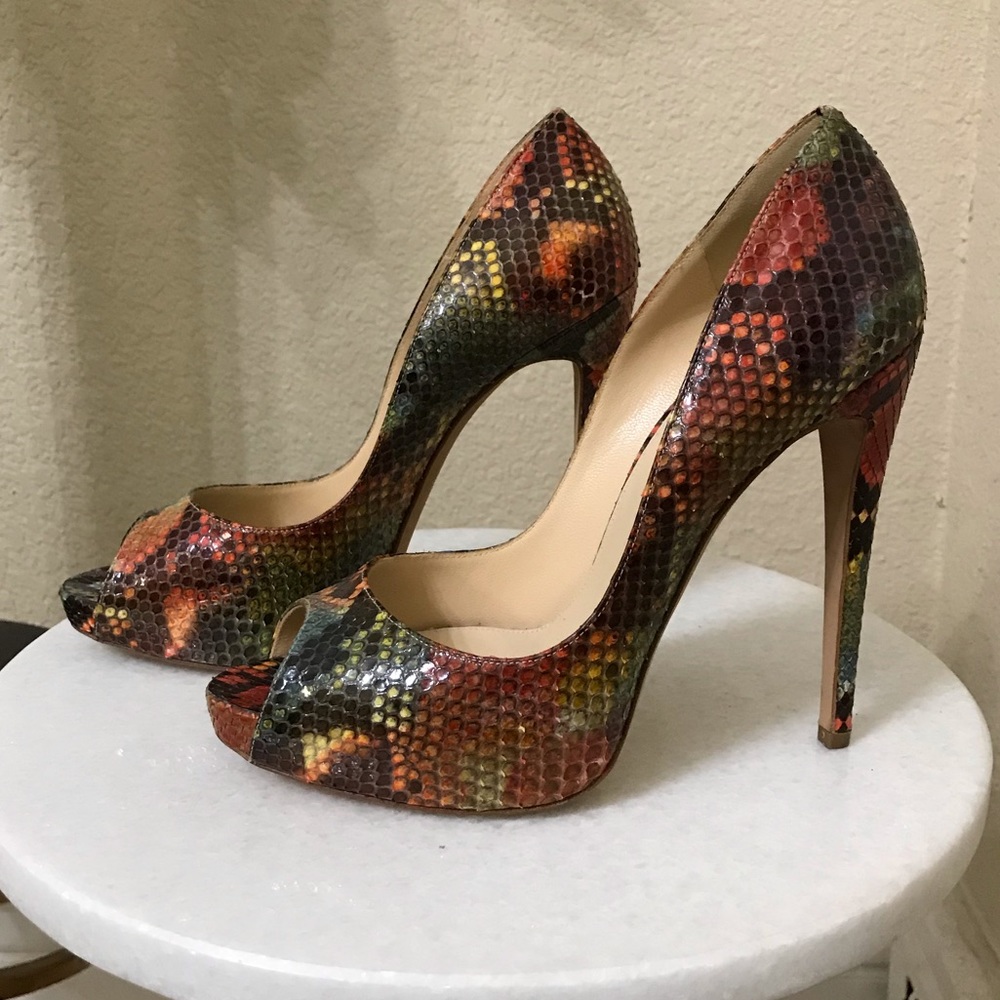 Alexandre Birman Python Peep Toe Heels - image 2